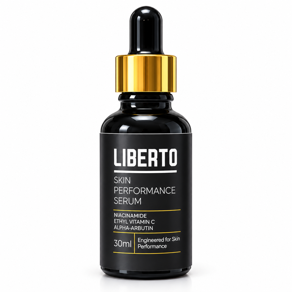 Liberto Skin Performance Serum 30ml bottle with gold collar