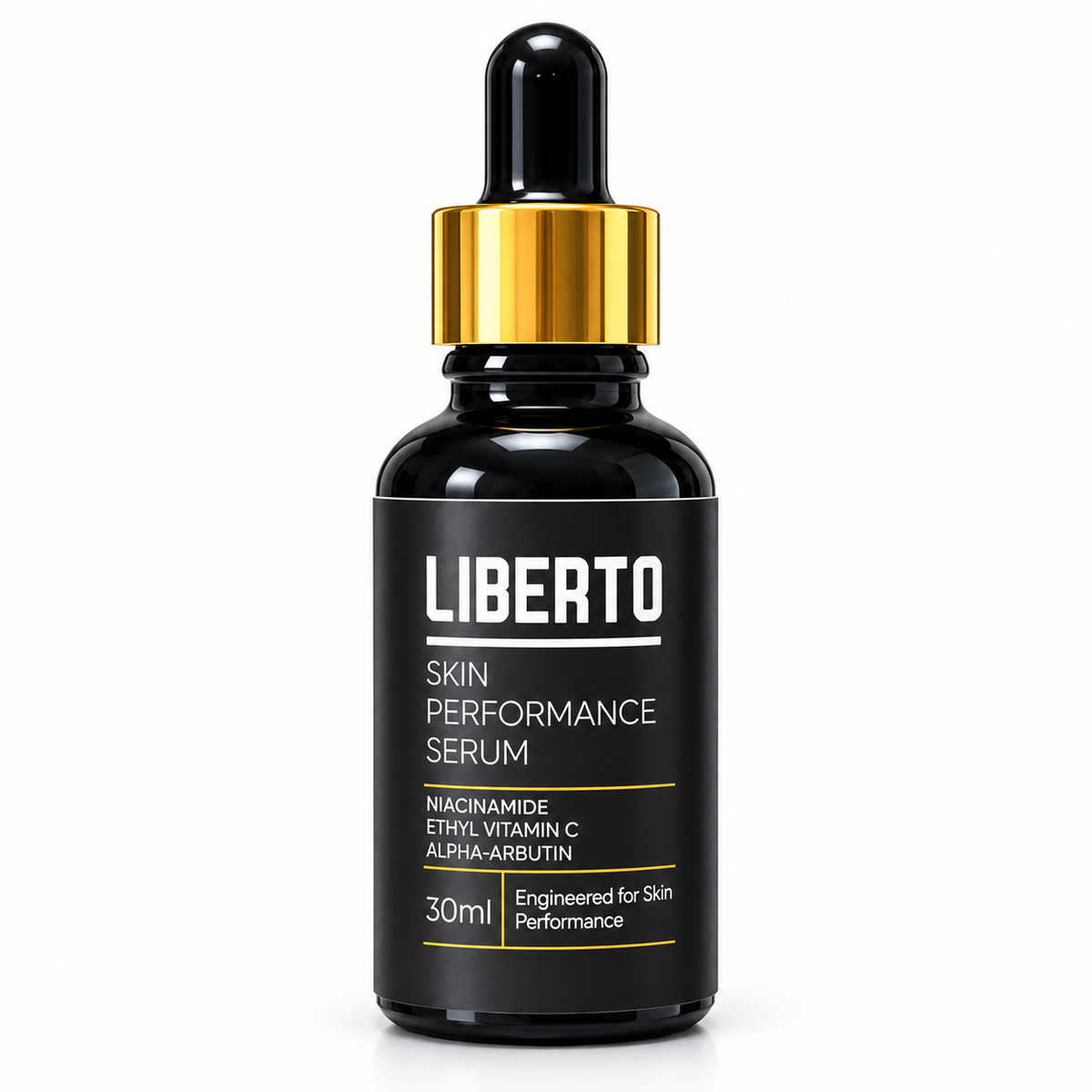 Liberto Skin Performance Serum 30ml bottle with gold collar
